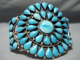 Ocean Blue Turquoise Vintage Native American Navajo Sterling Silver Bracelet Cuff Old-Nativo Arts