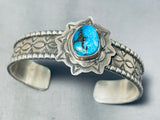 Impressive Native American Navajo Kingman Turquoise Sterling Silver Bracelet-Nativo Arts