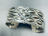 Sensational Native American Navajo Signed Sterling Silver Repousse Large Bracelet-Nativo Arts