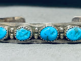 Ramond Secatero Vintage Native American Navajo Blue Gem Turquoise Sterling Silver Bracelet-Nativo Arts