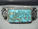 Native American Authentic Albert Jake High Grade Turquoise Sterling Silver Bracelet-Nativo Arts