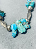 Wonderful Vintage Native American Navajo Kingman Turquoise Sterling Silver Necklace-Nativo Arts