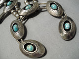 Huge Heavy Vintage Native American Navajo Turquoise Sterling Silver Squash Blossom Necklace Old-Nativo Arts