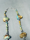 Very Rare Vintage Native American Navajo Chunky Royston Turquoise Sterling Silver Necklace-Nativo Arts