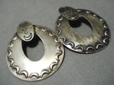 Amazing Vintage Navajo Convex Sterling Silver Native American Earrings-Nativo Arts