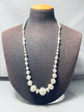 Rare Longer Vintage Native American Navajo Sterling Silver Bead And Long Cone Necklace-Nativo Arts