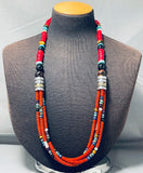 Authentic Singer Native American Navajo Coral Turquoise Sterling Silver Necklace-Nativo Arts