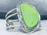 One Of The Best Native American Navajo Gaspeite Sterling Silver Bracelet Cuff-Nativo Arts