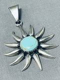 Outstanding Vintage Native American Zuni Blue Gem Turquoise Sterling Silver Pendant-Nativo Arts