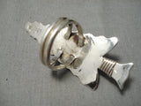 One Of The Biggest Vintage Native American Navajo Arrowhead Turquoise Sterling Silver Ring-Nativo Arts