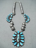 Astonishing Vintage Native American Navajo Blue Diamond Turquoise Sterling Silver Necklace Old-Nativo Arts