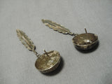 Wonderful Vintage Native American Navajo Feather Sterling Silver Earrings-Nativo Arts