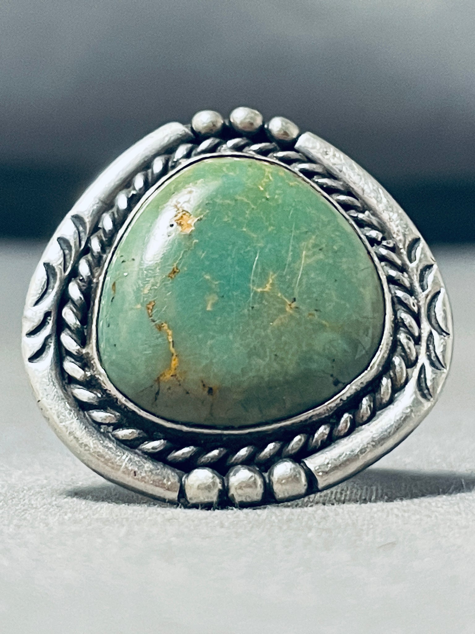 Old good pawn sterling silver royston turquoise s4.75 ring 121922aB@ZEI