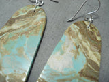 Native American Magnificent Santo Domingo Royston Turquoise Sterling Silver Earrings-Nativo Arts