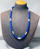 Rare Authentic Native American Navajo Lapis Sterling Silver Bead Necklace-Nativo Arts
