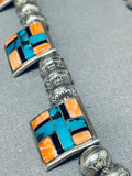 One Of The Most Intrciate Vintage Native American Navajo Turquoise Sterling Silver Necklace-Nativo Arts