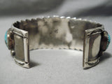 Superlative Vintage Native American Navajo Pilot Mountain Turquoise Sterling Silver Bracelet-Nativo Arts