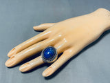 Brilliant Raymond Begay Vintage Native American Navajo Lapis Sterling Silver Ring-Nativo Arts