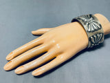 One Of The Best Native American Navajo Hand Repoussed Sterling Silver Bracelet-Nativo Arts