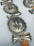 1920's/30's Vintage Native American Navajo Hand Tooled Sterling Silver Concho Belt-Nativo Arts