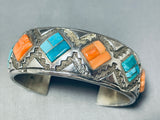One Of The Most Unique Vintage Native American Navajo Turquoise Shell Sterling Silver Bracelet-Nativo Arts