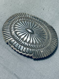 Henry Morgan Extreme Detail Vintage Native American Navajo Sterling Silver Buckle-Nativo Arts