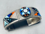One Of The Most Unique Vintage Native American Navajo Turquoise Inlay Sterling Silver Bracelet-Nativo Arts