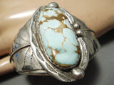 Museum Vintage Native American Navajo #8 Turquoise Sterling Silver Leaf Bracelet Old-Nativo Arts