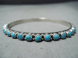 Fantastic Vintage Native American Navajo Sleeping Beauty Turquoise Sterling Silver Bangle-Nativo Arts