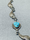 Beautiful Vintage Native American Navajo Turquoise Sterling Silver Necklace Signed-Nativo Arts