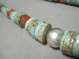 Native American Huge Chunky Vintage Santo Domingo Turquoise Sterling Silver Necklace Old-Nativo Arts