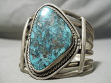 Monstrous Vintage Native American Navajo Blue Spiderweb Turquoise Sterling Silver Bracelet Old-Nativo Arts