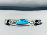 Fantastic Vintage Native American Navajo Kingman Turquoise Sterling Silver Link Bracelet-Nativo Arts