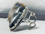 One Of The Chunkiest Vintage Native American Navajo Petrified Wood Sterling Silver Bracelet-Nativo Arts