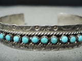 Marvelous Vintage Native American Zuni Blue Gem Turquoise Sterling Silver Bracelet-Nativo Arts