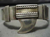 Striking Vintage Native American Navajo 18k Gold Sterling Silver Shark Bracelet Old-Nativo Arts