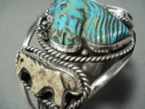 Native American Best Hand Carved Turquoise Horse Sterling Silver Bracelet Cuff-Nativo Arts