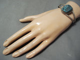Spectacular Vintage Native American Navajo Old Kingman Turquoise Sterling Silver Bracelet-Nativo Arts