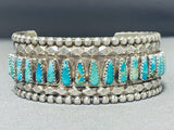 Tommy Lowe Amazing Vintage Native American Navajo Kingman Turquoise Sterling Silver Bracelet-Nativo Arts