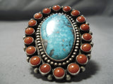 Spectacular Vintage Native American Navajo Kingman Turquoise Sterling Silver Ring Old-Nativo Arts