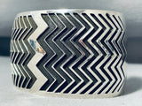 One Of The Most Detailed Ever Native American Navajo Sterling Silver Zig Zag Bracelet-Nativo Arts