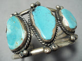 Incredible Vintage Native American Navajo Blue Gem Turquoise Sterling Silver Bracelet-Nativo Arts