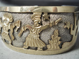 Gold Kachina Navajo Sterling Silver & Gf Storyteller Bracelet Native American-Nativo Arts