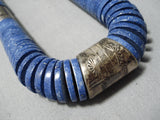 Best Vintage Native American Navajo Lapis Sterling Silver Heishi Necklace Old-Nativo Arts
