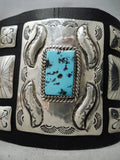 Astonishing Vintage Native American Navajo Repoussed Turquoise Sterling Silver Kwtoh Bracelet-Nativo Arts