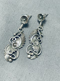 Impressive Vintage Native American Navajo Sterling Silver Earrings Signed K. Montoya-Nativo Arts