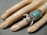 Detailed! Vintage Navajo Kachina Turquoise Sterling Silver Native American Ring-Nativo Arts
