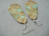 Some Of Biggest Best Native American #8 Turquoise Slab Sterling Silver Earrings-Nativo Arts