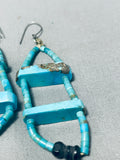 One Of The Most Unique Vintage Native American Navajo Turquoise Sterling Silver Earrings-Nativo Arts