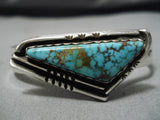 Stunning Vintage Native American Navajo Triangular Spiderweb Turquoise Sterling Silver Bracelet-Nativo Arts